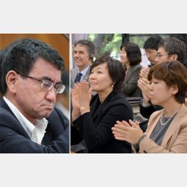 河野外相（左）と谷査恵子氏（右）（Ｃ）横田一
