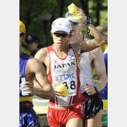 世界陸上男子５０キロ競歩に出場した谷内氏（Ｃ）共同通信社