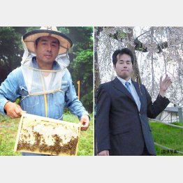 スズメバチと格闘する毎日を送る鈴木さん（右は営業マン時代）／（Ｃ）日刊ゲンダイ