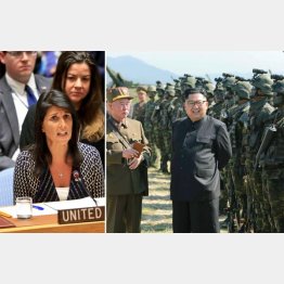 ヘイリー米国連大使（ＡＰ）と金正恩委員長（コリアメディア＝共同通信社）