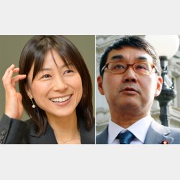 ３区の河井首相補佐官は危機感いっぱい（左は塩村文夏氏）／（Ｃ）共同通信社