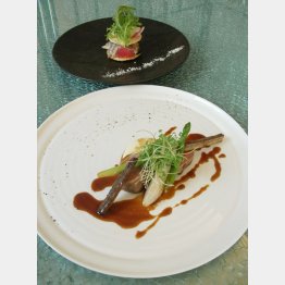 神戸ポークフィレ肉のアルロネーズ風ジャガイモのムース季節野菜（下）／（Ｃ）日刊ゲンダイ