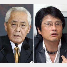 フジテレビの宮内正喜社長（左）と前社長の亀山千広氏／（Ｃ）共同通信社