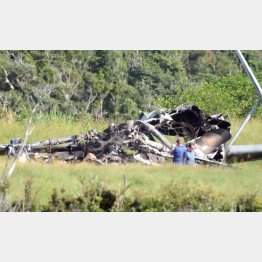 木っ端みじんになったＣＨ５３Ｅ（Ｃ）共同通信社