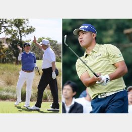 松山を“レッスンプロ”に（左＝ゴルフを楽しむ安倍首相とトランプ）／（内閣広報室提供・共同）