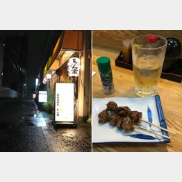 夜の地藏通り商店街もいい雰囲気（右はウナギの肝焼きとクワ茶割り）／（Ｃ）日刊ゲンダイ