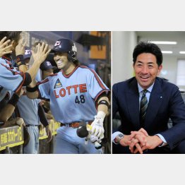 ロッテ時代（左）のG.G.佐藤さん／（Ｃ）共同通信社