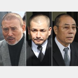 左から６代目山口組の司忍組長と任侠山口組の織田絆誠代表、神戸山口組の井上邦雄組長（Ｃ）日刊ゲンダイ