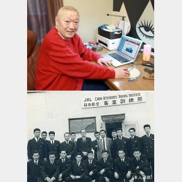 安部譲二さん（写真下の左上がＪＡＬ時代の安部さん）／（提供写真）