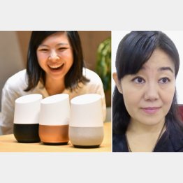 グーグルの新製品「グーグルホーム」（右は村山らむねさん）／（Ｃ）共同通信社