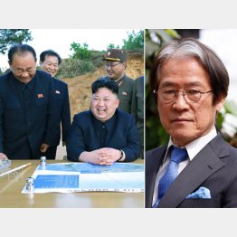 中距離弾道ミサイルの発射実験に立ち会う金正恩朝鮮労働党委員長（右は辺真一氏）（Ｃ）共同通信社