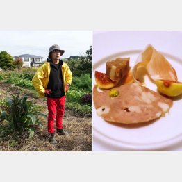 ワインまで作る笹森さん（オスラリア・エノテカ・サッシーノ）と自家製のハム類／（Ｃ）日刊ゲンダイ