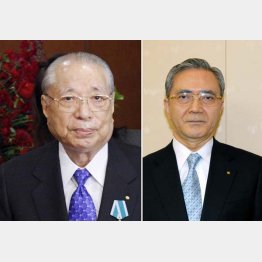 どう欠落なく次代が相続するか（創価学会の池田大作名誉会長・左と原田稔会長）／（Ｃ）共同通信社