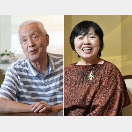 上原正三氏（左）と若竹千佐子氏（Ｃ）共同通信社
