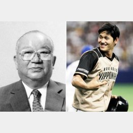 大谷選手も利益に貢献（左は創業者の大社義規氏）／（Ｃ）日刊ゲンダイ