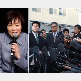 昭恵夫人には正直に話してもらうしかない。写真右は会見する希望・今井議員と共産・宮本議員（Ｃ）日刊ゲンダイ