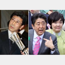 オレの責任？（安倍首相夫妻と佐川宣寿前国税庁長官）／（Ｃ）日刊ゲンダイ