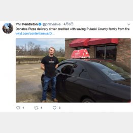 住人を救出したラルフ・レトナーさん（地元テレビＷＫＴＹのフィル・ペンデルトン記者のツイッターから）