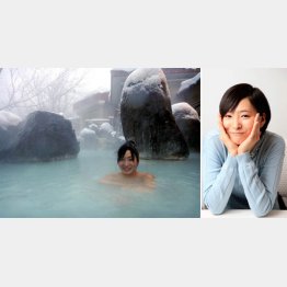 高田彩朱さんと岩手・松川温泉（提供写真）