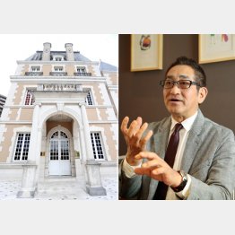 ゴージャスな建物（左）／（Ｃ）日刊ゲンダイ