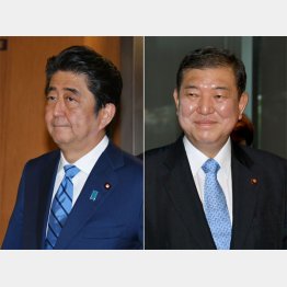 安倍首相（左）は「地方向け」ビデオ撮影のため一時帰京（Ｃ）日刊ゲンダイ