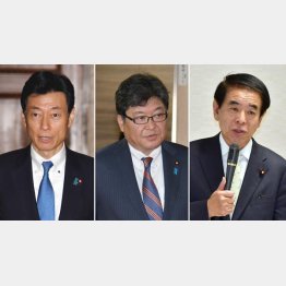 （左から）西村康稔官房副長官、萩生田光一幹事長代行、下村博文元文科相（Ｃ）日刊ゲンダイ