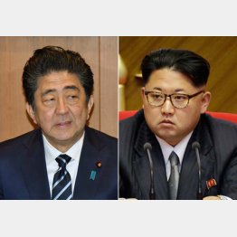 安倍首相と金正恩委員長（Ｃ）共同通信社