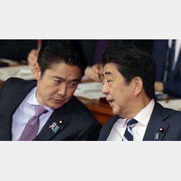 ドサクサに紛れて…（安倍首相と山下法相）／（Ｃ）日刊ゲンダイ