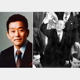 田中角栄（右）と佐川清創業者／（Ｃ）日刊ゲンダイ