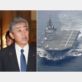 岩屋防衛相は空母化を容認（右は「いずも」）／（Ｃ）共同通信社