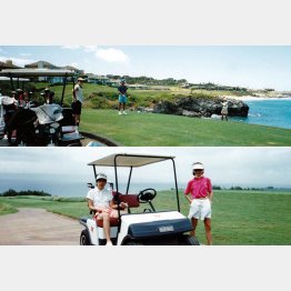 安井かずみ（写真下・右）とハワイマウイ島のカパルアでラウンド（提供写真）