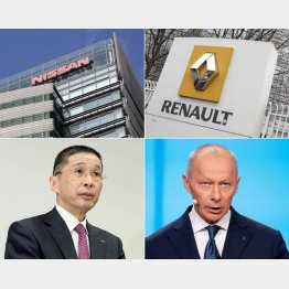 日産の西川社長（左下）とルノー暫定トップのボロレ氏（Ｃ）ロイター共同