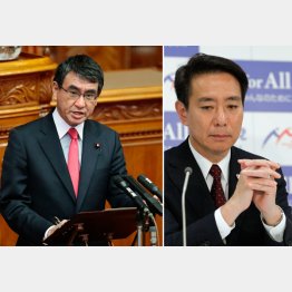 本当に日ロ交渉できる？（左から河野外相、前原元外相）／（Ｃ）日刊ゲンダイ
