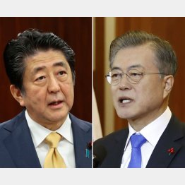 平行線（右は文在寅大統領）（Ｃ）聯合＝共同
