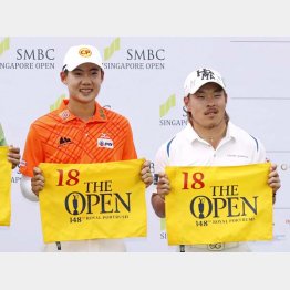 全英OP出場権を獲得したJ・ジェーンワタナノンド（左）と2位・藤本（Ｃ）共同通信社