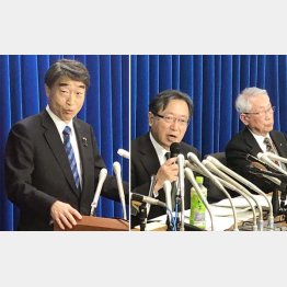 どこが第三者委員会？（樋口氏・左と荒井氏）・（左）安堵の表情の根本厚労相（Ｃ）日刊ゲンダイ