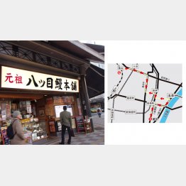 合羽橋を目指す途中に八ッ目鰻本舗（Ｃ）日刊ゲンダイ