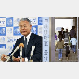 住民に対し甲状腺被曝の危険性を伝えずに…（左は山下俊一長崎大教授）（Ｃ）共同通信社