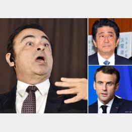 拘置所暮らしは２カ月以上（右は安倍首相とマクロン仏大統領）／（Ｃ）共同通信社