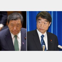 大きな問題ではない？　国民を騙す大きな罪（右から根本厚労相、森山自民党国対委員長）／（Ｃ）日刊ゲンダイ