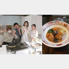 授業で酒粕プロジェクトに挑んだ大阪樟蔭女子大の学生たち（右は「ぎゅっと詰め込みました!すき焼き風がんもどき」）／（Ｃ）日刊ゲンダイ