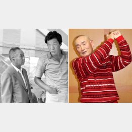 林由郎プロ（左、隣りは青木功氏）にレッスンを受けてゴルフにのめり込んでいった／（Ｃ）共同通信社