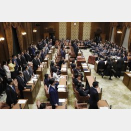 野党の抵抗むなしく可決（Ｃ）共同通信社