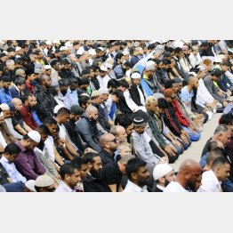 ＮＺ乱射事件の追悼式で集団礼拝が行われた（Ｃ）共同通信社