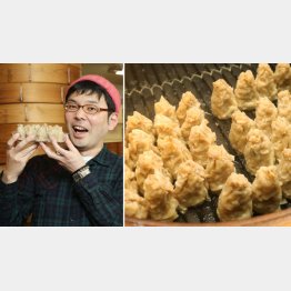 焼売ジャーナリストのシュウマイ潤さんと「また明日。」の肉焼売（提供写真）