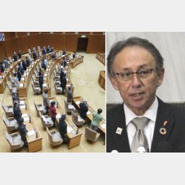 沖縄県議会と玉城デニー沖縄県知事（Ｃ）共同通信社