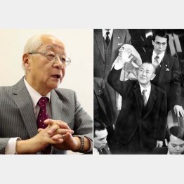「田中さん（田中角栄元首相・右）は『じゃあ行ってくる』と出かけて行った」と、田﨑史郎さん（Ｃ）日刊ゲンダイ