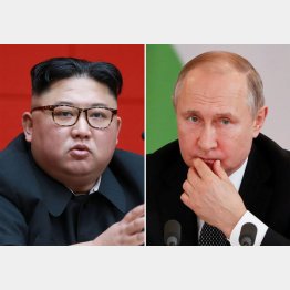 （左から）金正恩朝鮮労働党委員＝ロイター／KCNA、プーチン露大統領＝ロイター