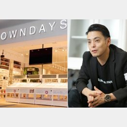 OWNDAYS 田中修治社長（左はららぽーと立川立飛店）／（Ｃ）日刊ゲンダイ