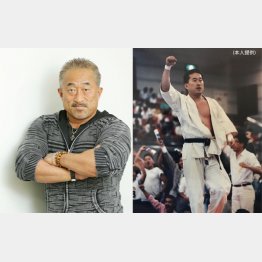 空手家・ボディービルダーの角田信朗さん（右は闘うサラリーマンの頃）／（Ｃ）日刊ゲンダイ